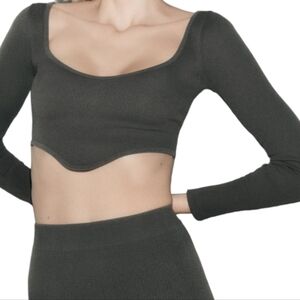 ZARA seamless asymmetrical corset top long sleeve NWT